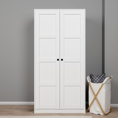 Armoire de style scandinave, blanc, 37,0 x 74,8 x 23,6 pouces | 100% panneau de particules enduit de mélamine, épaisseur: 0,7 pouce | Nombreuses tablettes, fixation murale | Solution de rangement élégante et fonctionnelle pour les maisons modernes