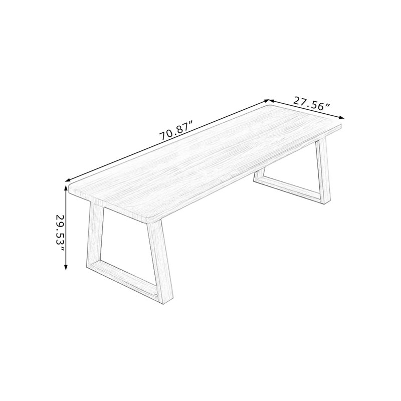 Walnut Rectangular Solid Wood Writing desk, 29.53"H*70.87"W*27.56"D