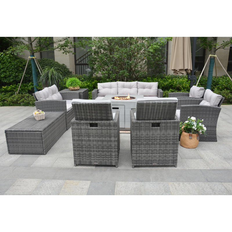 11 - Person Patio Conversation Set with Cushions