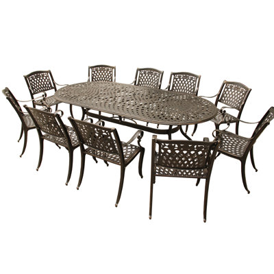 Caskey 10 - Person Patio Dining Set with Oval Table