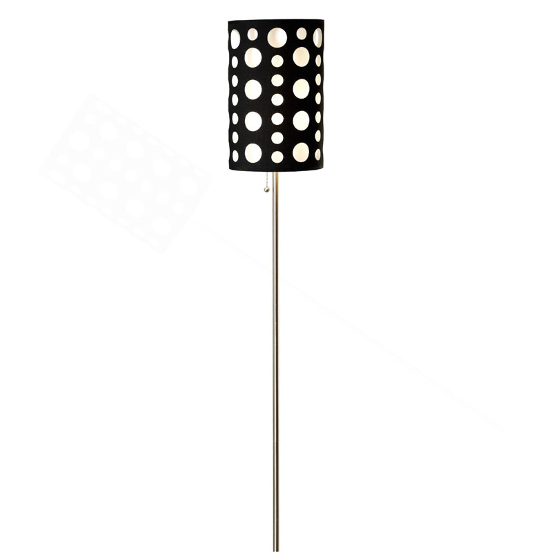66" Tall Metal Floor Lamp, Retro Design With Black Shade, Black/Red