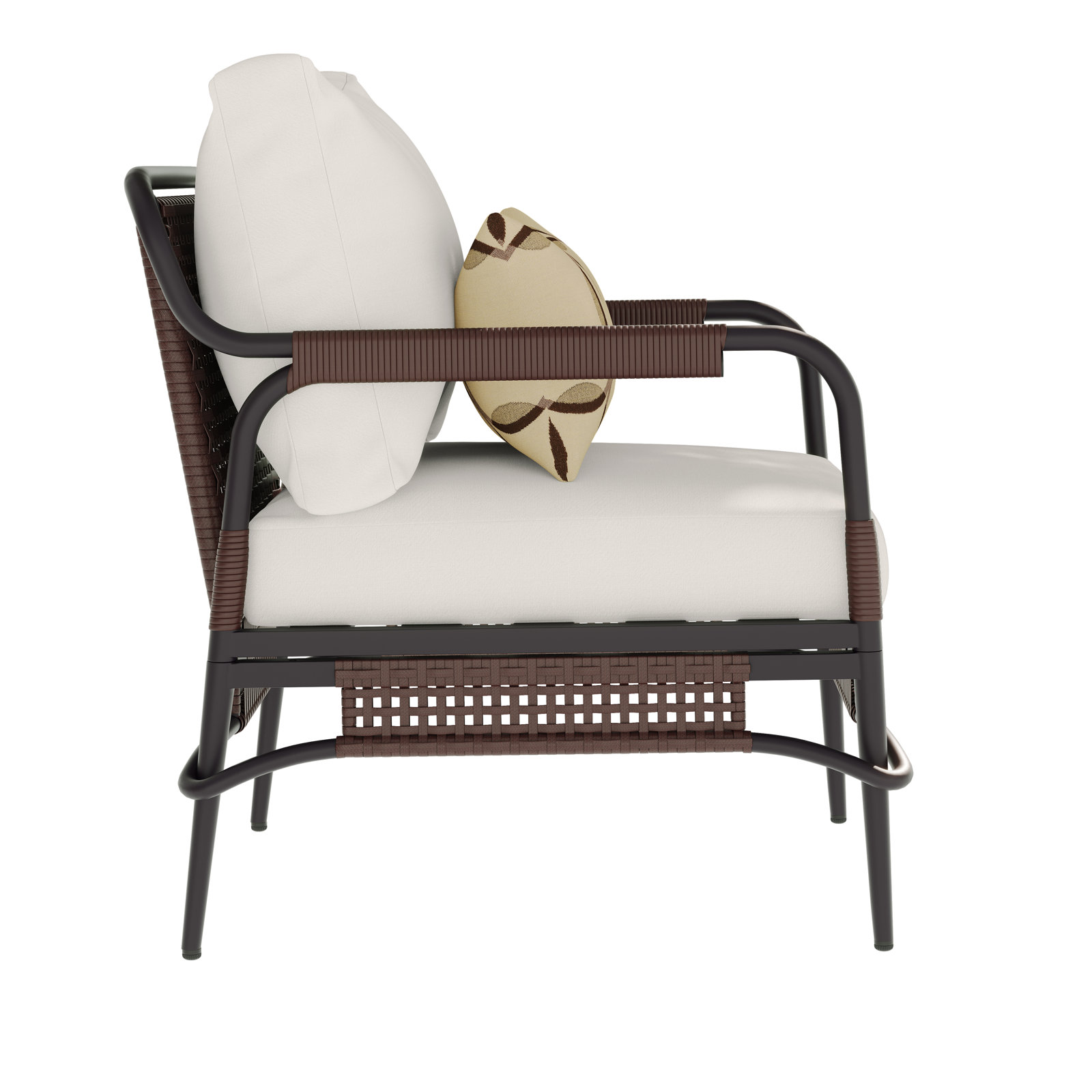 Hope Outdoor Lounge Chair with Cushions, Dark Gray , Beige Polyester Cushion
