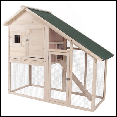 Cage à lapin 55 po à 2 niveaux en bois avec cage à rampe, toit imperméable, plateau amovible et piste extérieure L 55 po