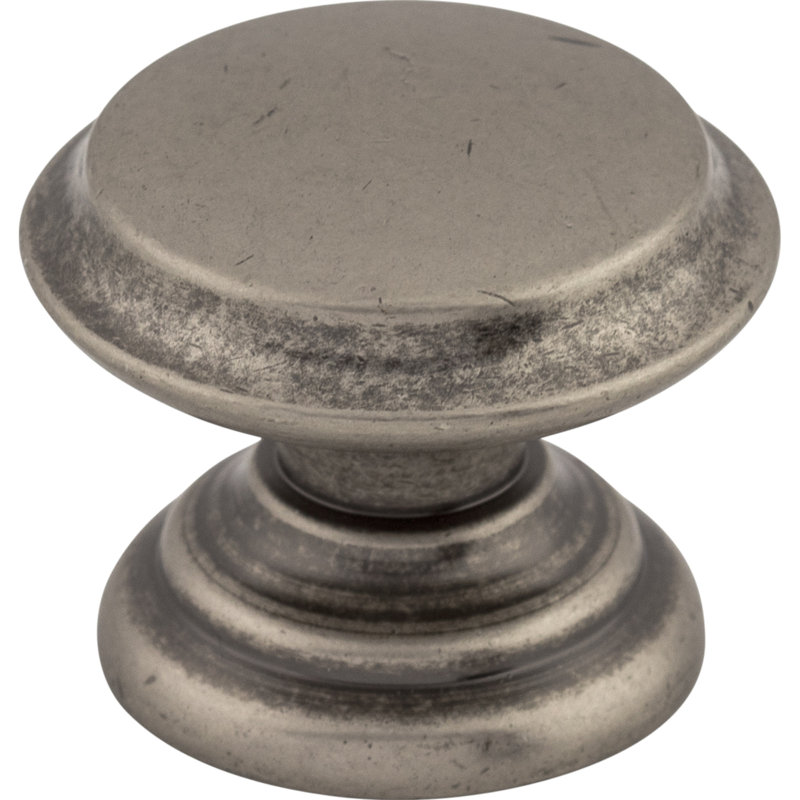 Flat Top 1 3/8" Diameter Round Knob, Pewter Antique