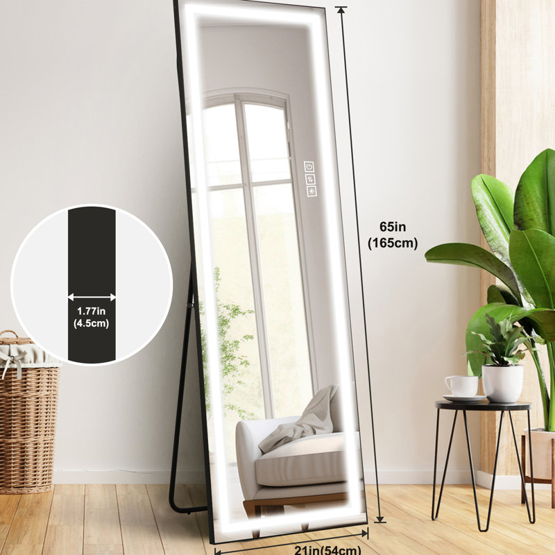 Large miroir de plancher avec lumières