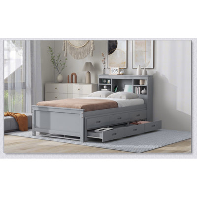 Platform Bed With Storage Headboard, USB, Trundle And 3 Drawers by Latitude Run