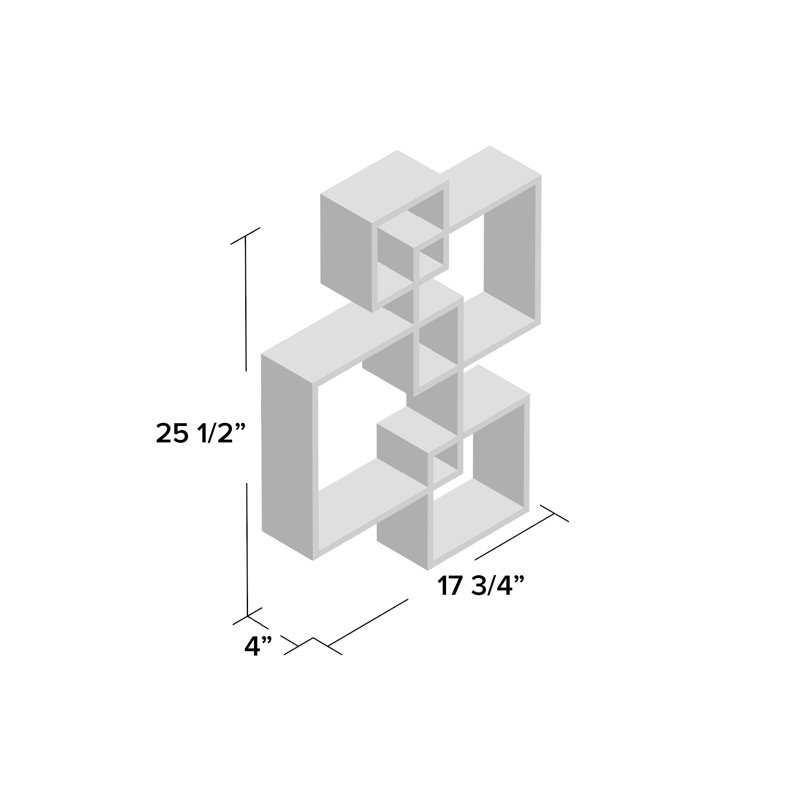 Intersecting Cube Accent Wall Shelf, White
