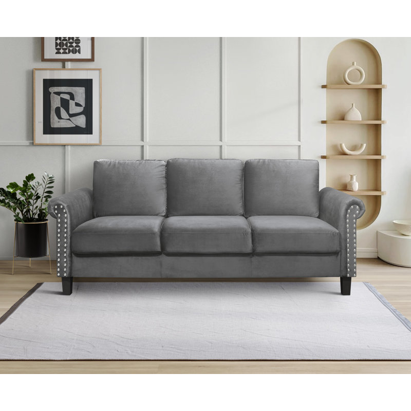 Jacent 80.3'' Velvet Sofa, Grey Velvet