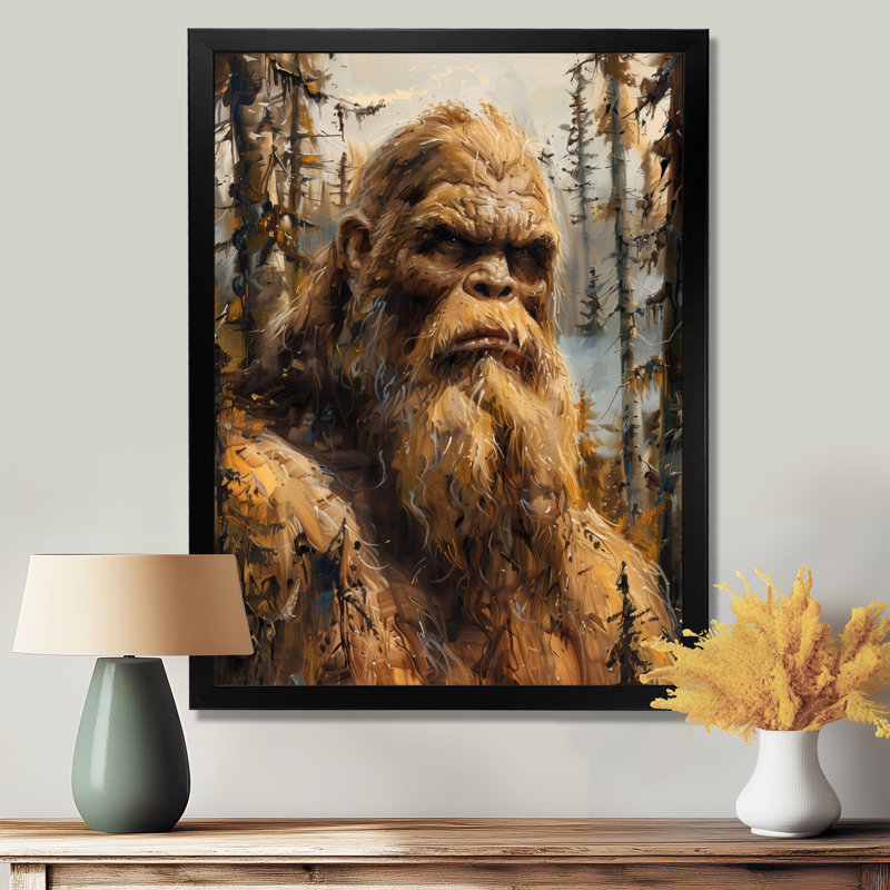 Décoration murale brune et grise Bigfroot Wilderness Watcher, Toile encadrée noire simple, H 32 po x l 24 po x P 1 po