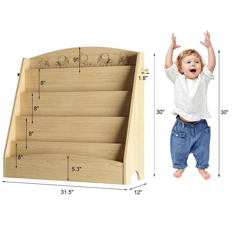 Bibliothèque à 5 niveaux pour enfants, idéale pour la chambre de bébé, la salle de jeux ou la chambre d'enfant., Naturel