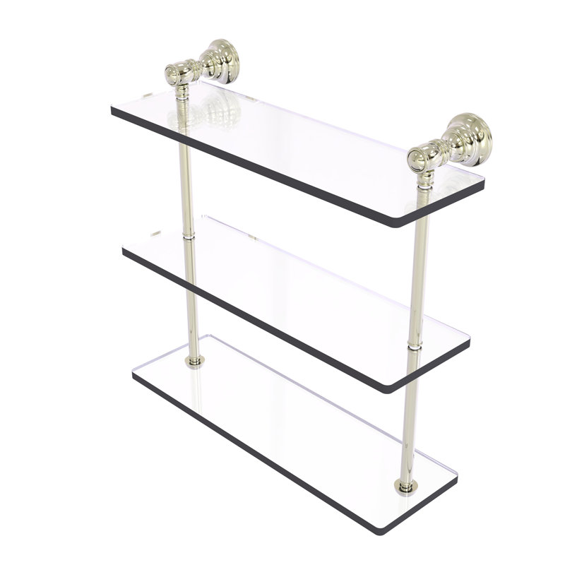 Freyja 3 Piece Glass with Towel Bar, 16" H x 16" W x 5.54" D, Polished Nickel