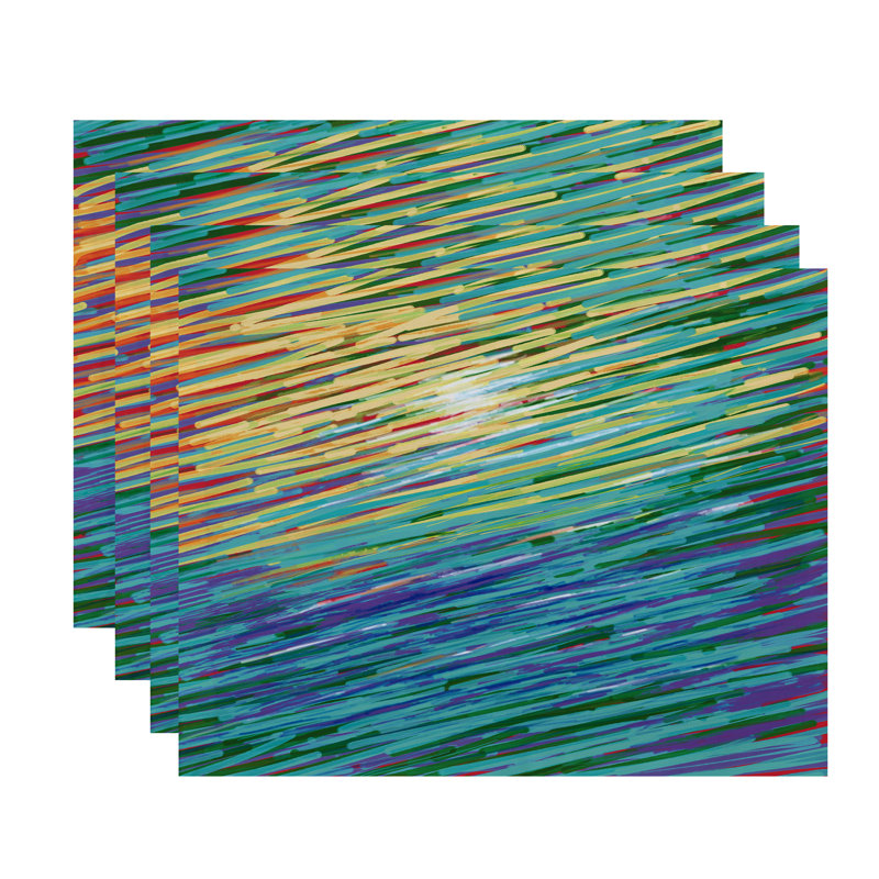 Polyester Abstract Rectangle Placemat, Yellow / Green / Purple / Red