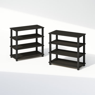 Ebern Designs Lynde 4-Tier Multipurpose Standing Shelves, Black, Set of 2 by Ebern Designs