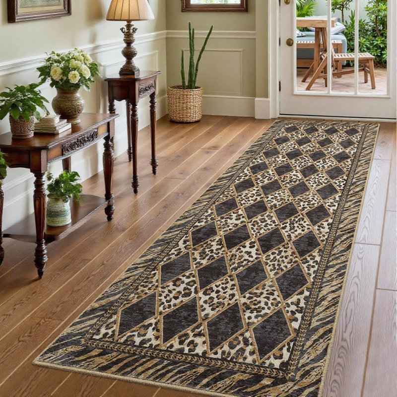Washable 2x10 Runner Rug Leopard Kitchen Runner Rugs Non SlipVintage Rug Runners Carpet Light Brown, Light Brown
