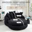 Canapé surdimensionné ovale rembourré à billes, canapé paresseux avec 3 grands coussins et 2 petits coussins, dossier enveloppant pour adultes, canapé à billes en chenille-282140265