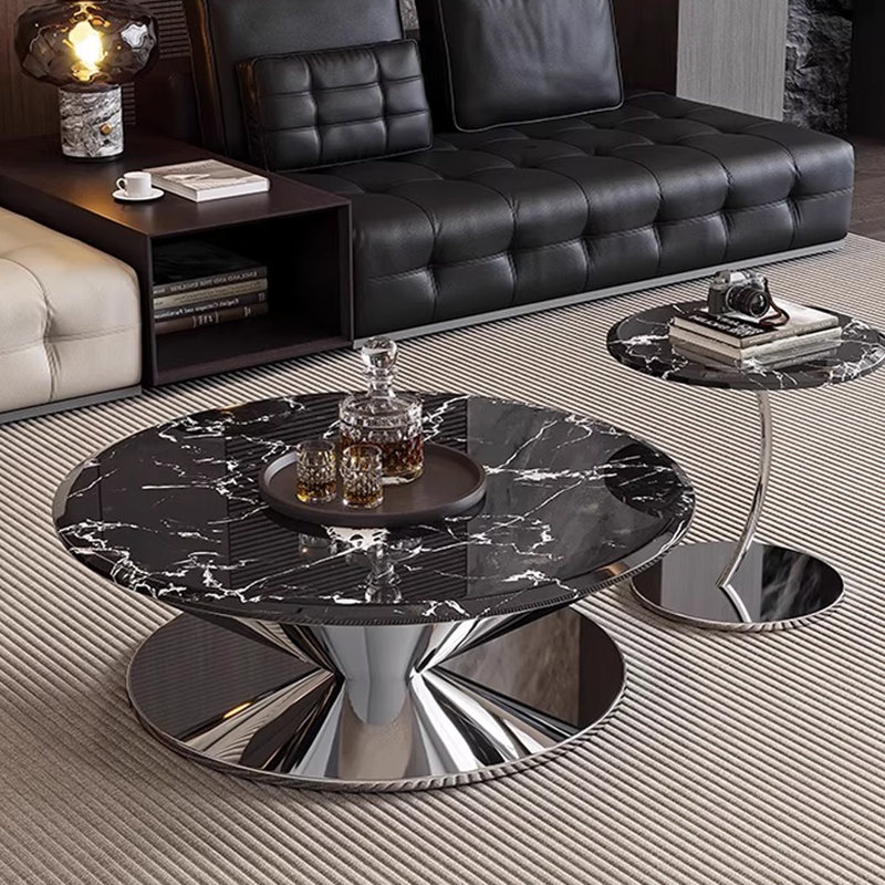 Table basse Minimalist UFO, Noir, H 14,96 po x L 35,43 po x l 35,43 po