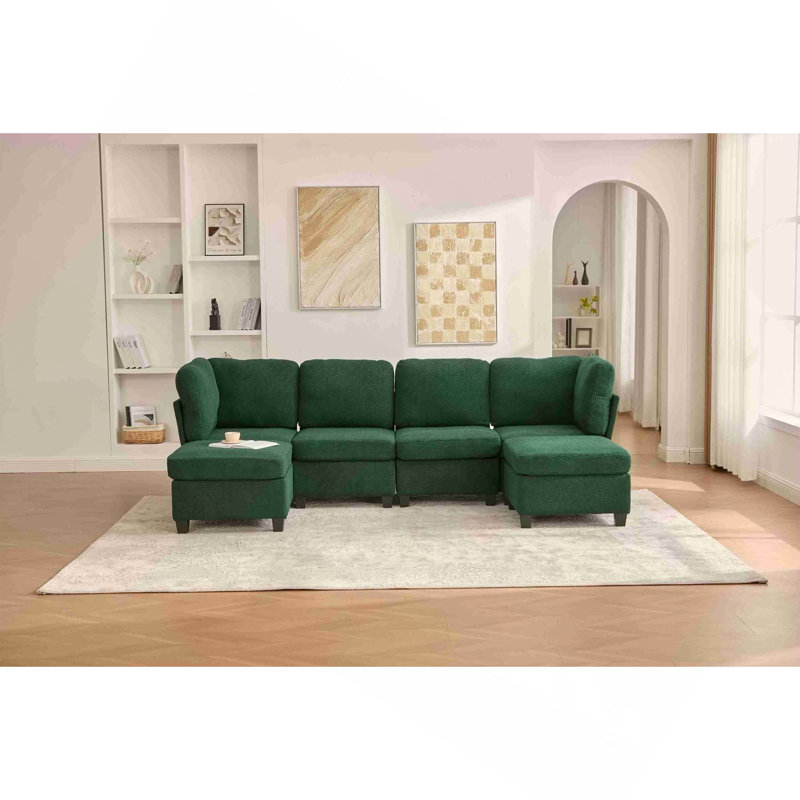 Canapé modulaire modulaire: canapé modulaire convertible à 6 places avec méridienne, canapé modulaire surdimensionné en U avec repose-pieds avec rangement