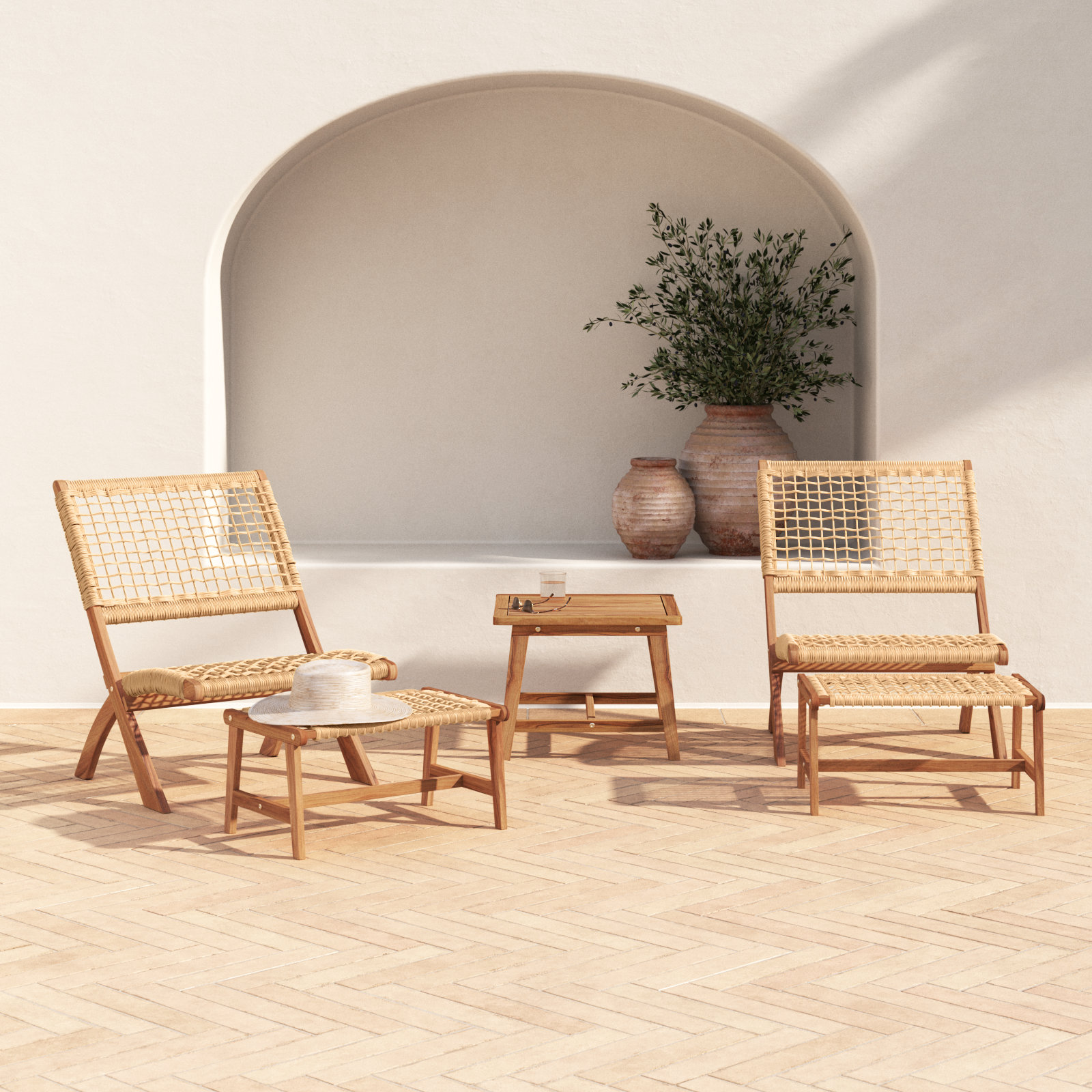 Armida Acacia 5 Piece Seating Group, Natural