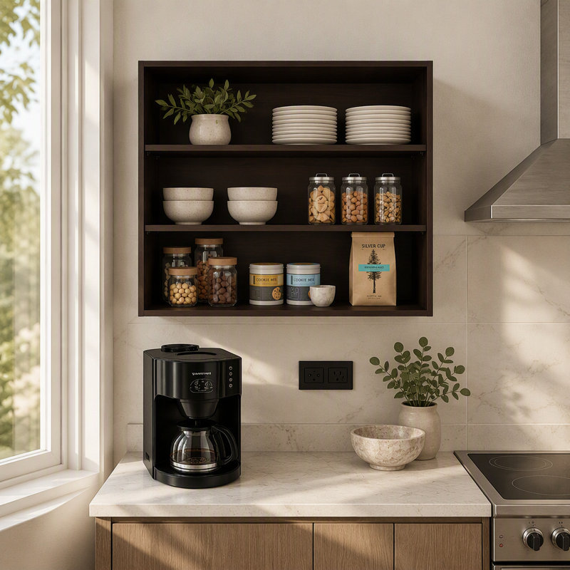Ida Wall Shelf, 3 Shelves, Dark Walnut