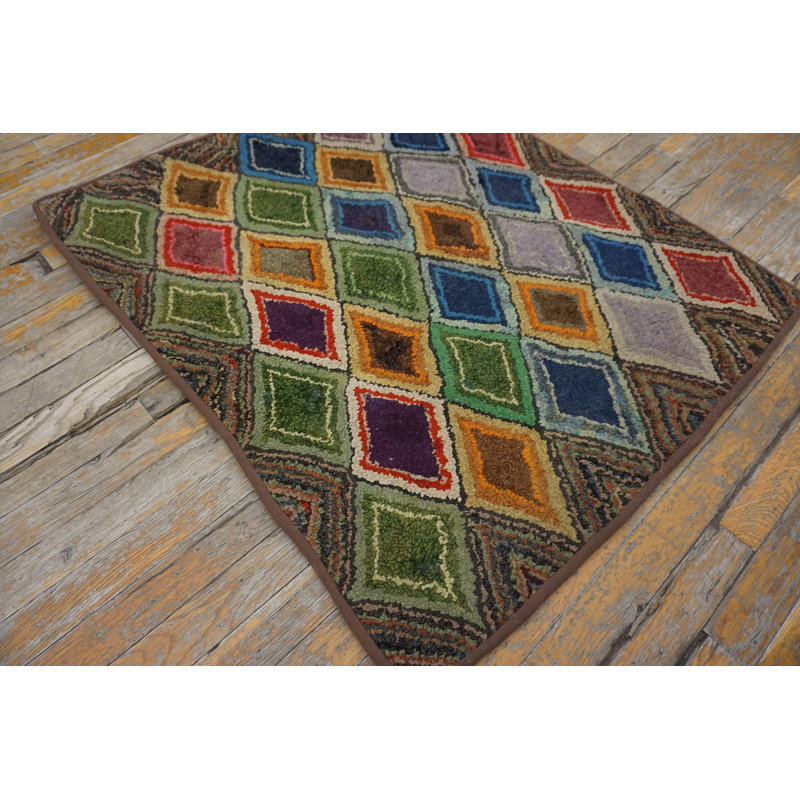 Tapis antique en laine à crochets American
