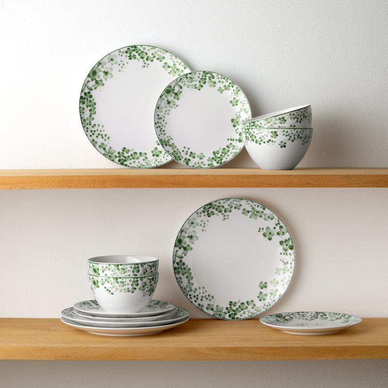 Service de table 12 pièces, service pour 4 Noritake Bloomington Road, Vert