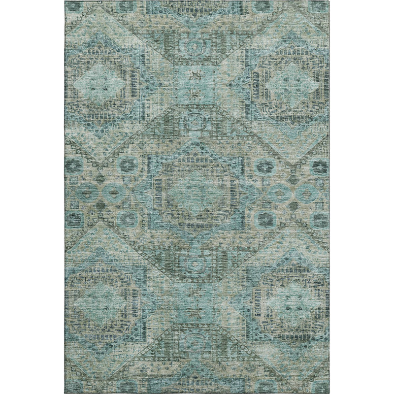 Premium Machine Washable Alaina AMF1929 Global Rug, Rectangle 3' x 5'