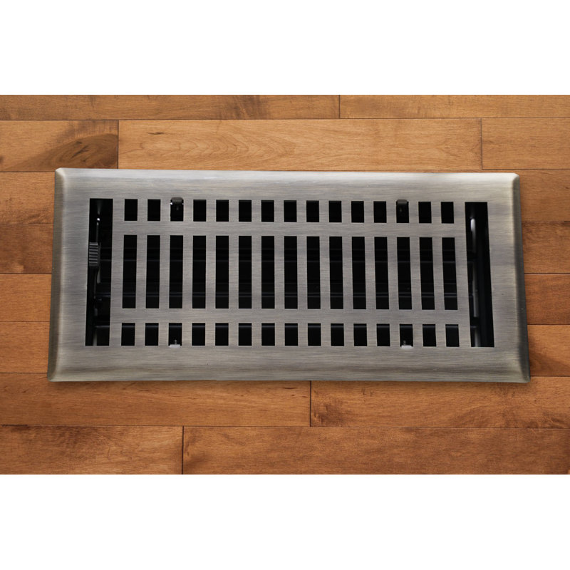 Madelyn Carter Solid Steel Modern Vent Cover with Damper - Floor & Wall Register, Antique Brass, 12 x 6