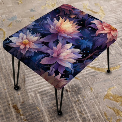 Purple Celestial Dreams Floral Pattern - Floral Rectangle Ottoman