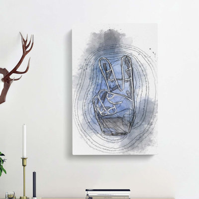 Peace Sign in Abstract - Wrapped Canvas Drawing - Wrapped Canvas