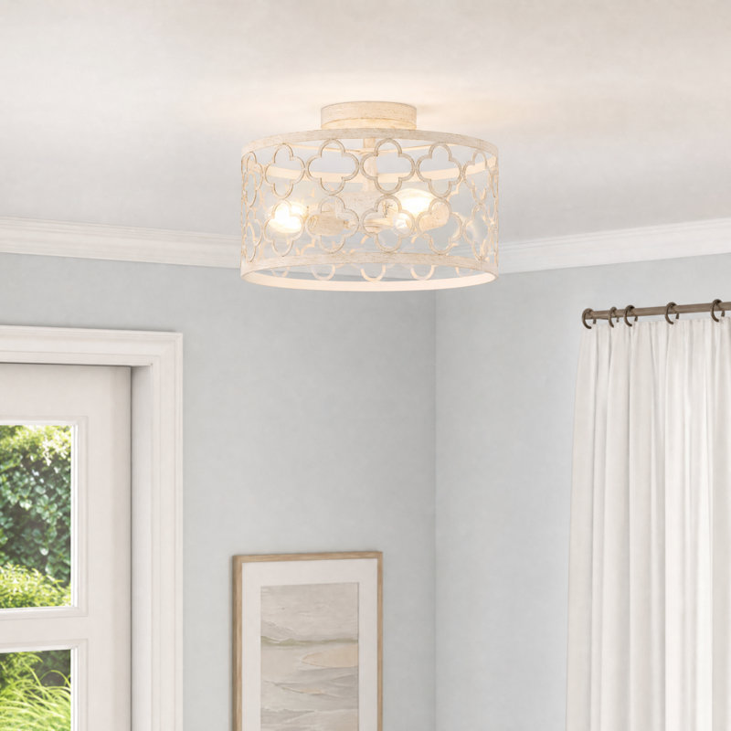 Haltwhistle 3-Light Semi Flush Mount with White Metal Shade