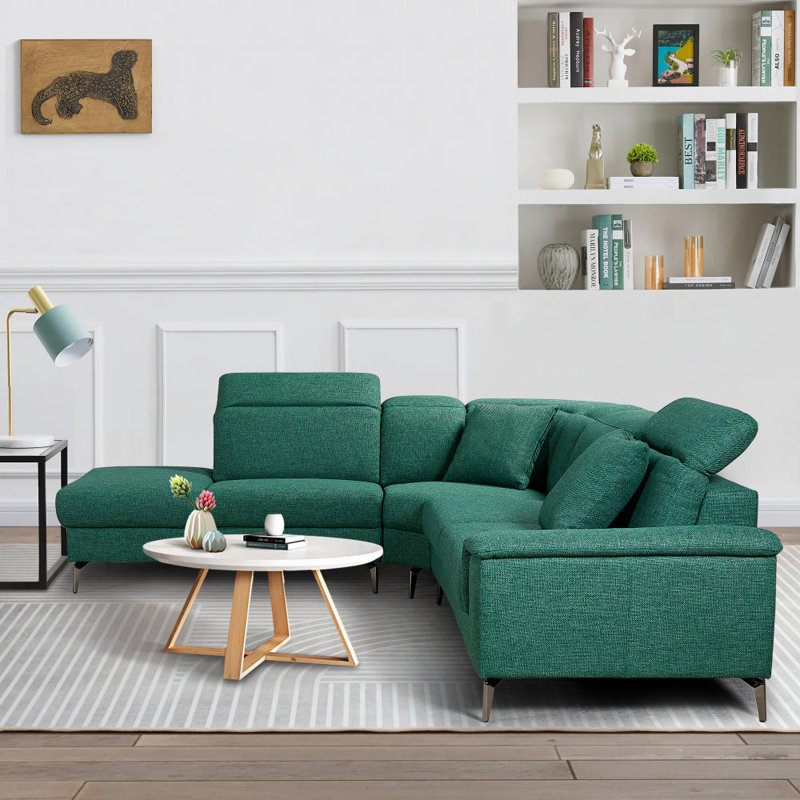 Upholstered Curved Sectional, Green
