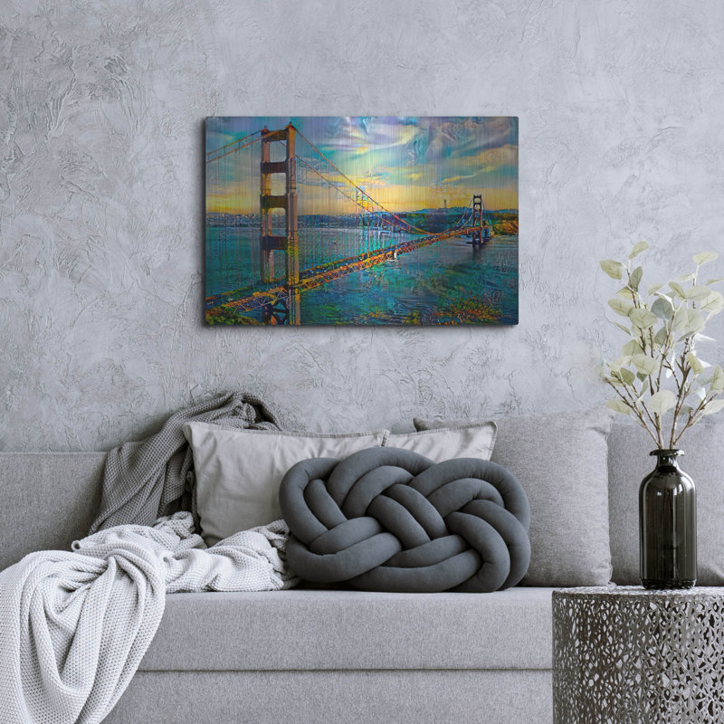  «Usa San Francisco Golden Gate» par Pedro Gavidia, art mural en métal, 36 po x 24 po, H 24 po x l 36 po