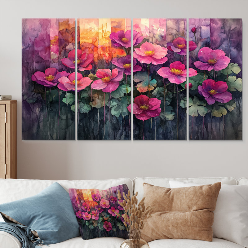 Lavande Echeveria et Burro's Tail Succulent Forest - Art mural - plante murale décorative, H 28 po x l 48 po, 4