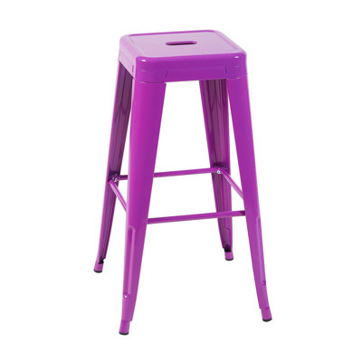 Tabouret à hauteur de comptoir 30 po, ensemble de 4 tabourets de bar en métal sans dossier, non empilable, amovible et facile à assembler, pour économiser de l'espace pour un îlot de cuisine / bar / café / salle à manger (mauve)