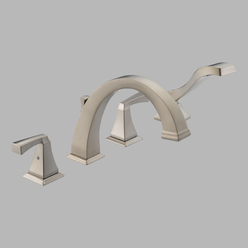 Dryden Double Handle Deck Mounted Roman Tub Faucet, Brilliance Stainless