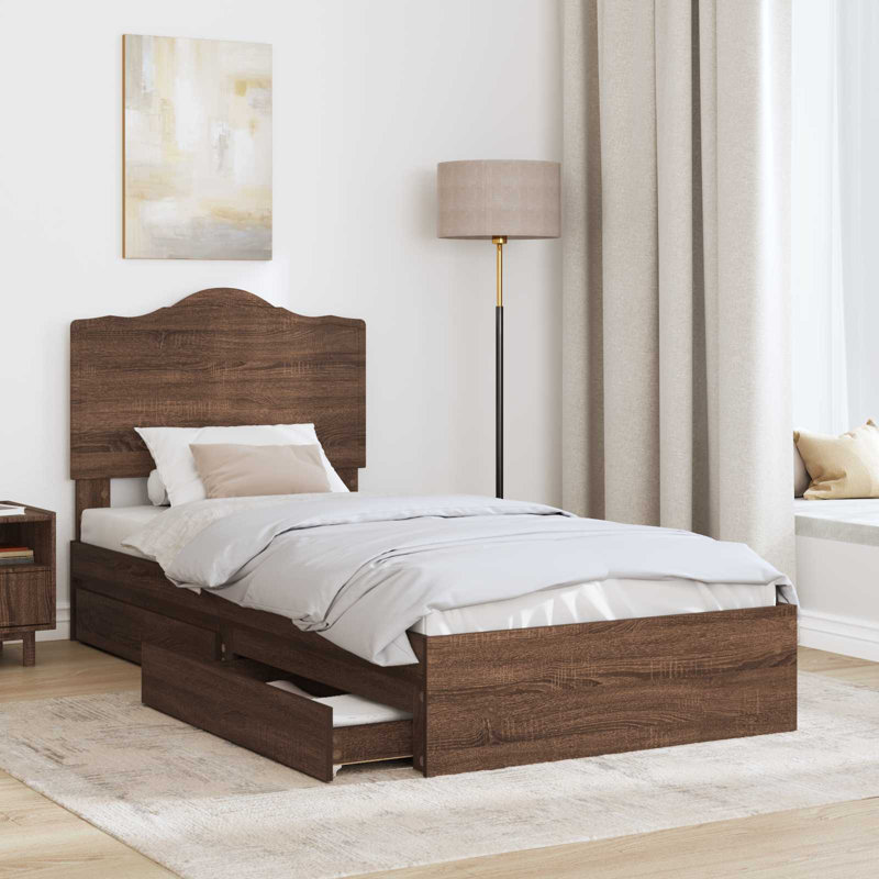 Bed, Brown Oak, Small Single (2'6)