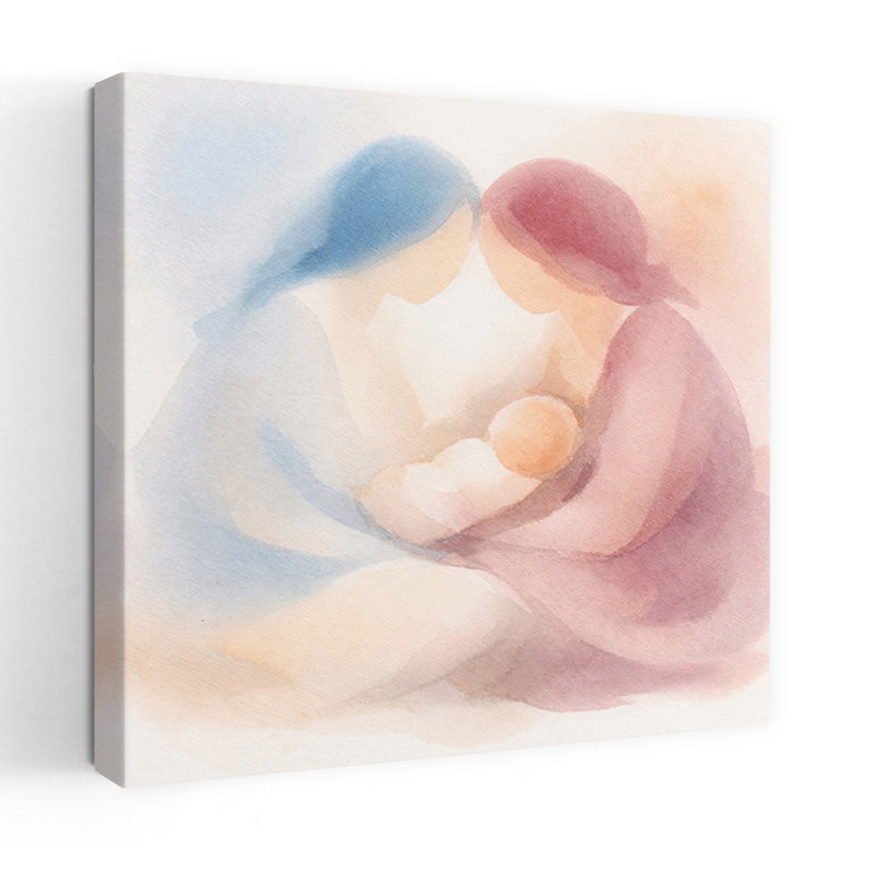 Art mural abstrait contemporain, "Les mères avec un nouveau-né", H 36 po x l 36 po