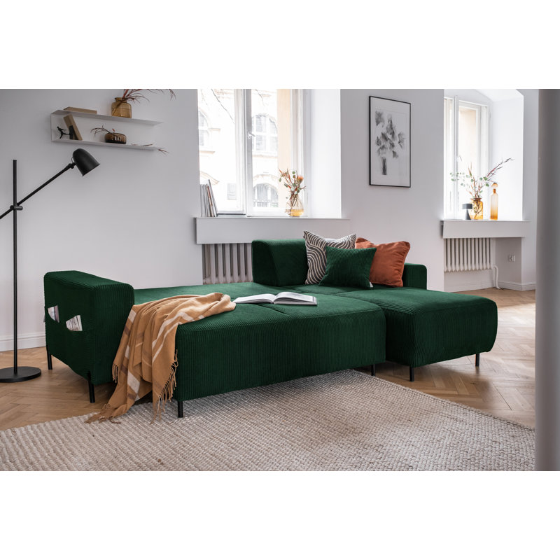 Cuddly Mia Corner Sofa Bed, Bottle Green