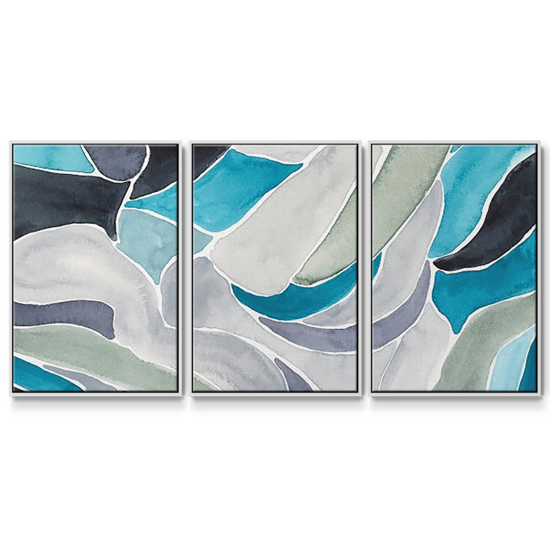 Subtle Billows I - Multi Piece Framed Canvas, 24" H x 48" W, White Framed