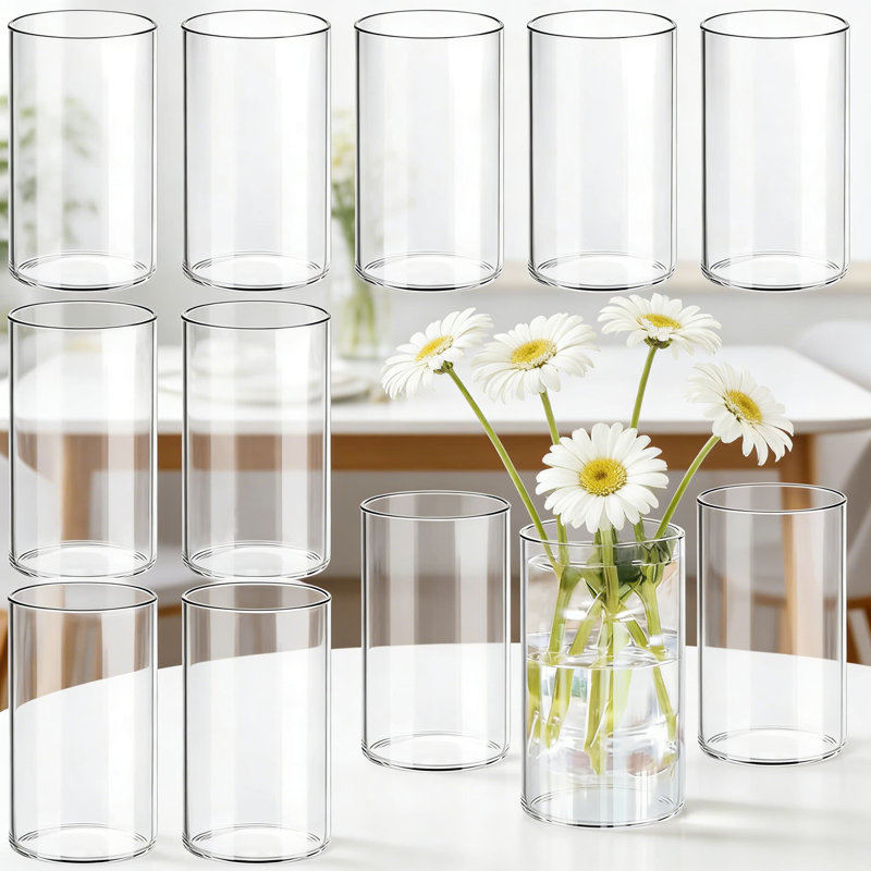 Ensemble de 12 vases en verre transparent