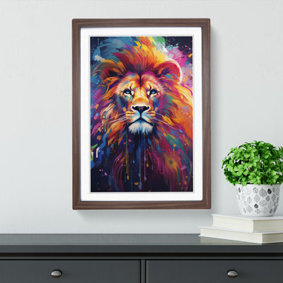 XYZ-FRM-V1223-4265 Lion Futurism - Single Picture Frame Print on Wood