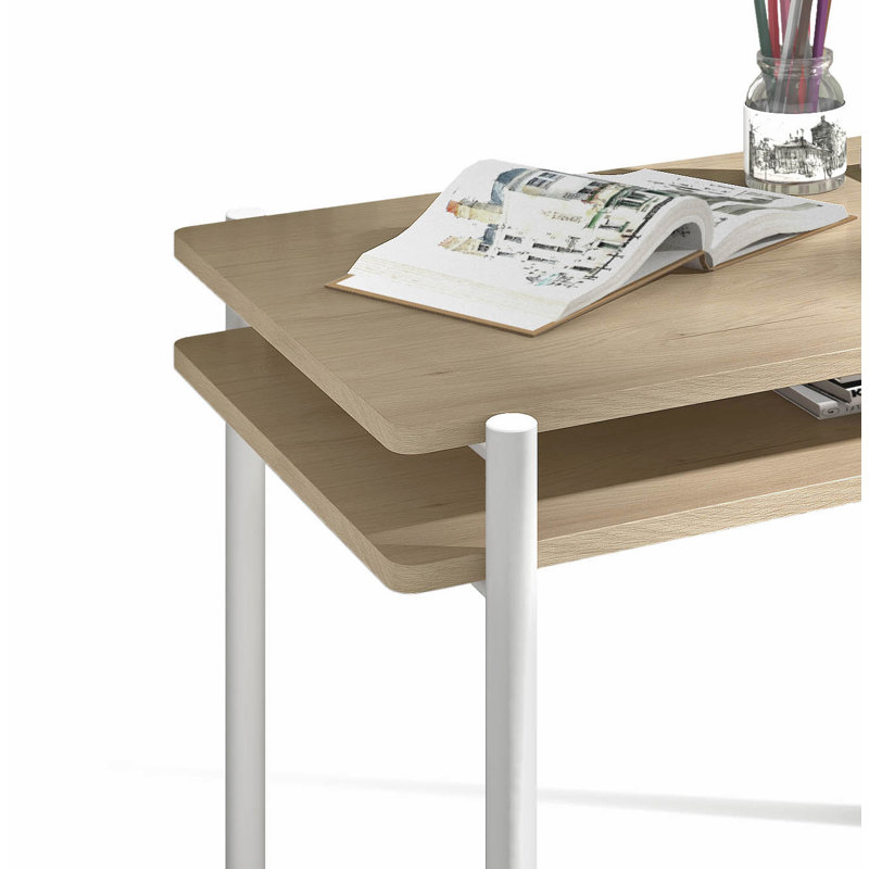 Aalaiya Writing Desk, White, Light Oak