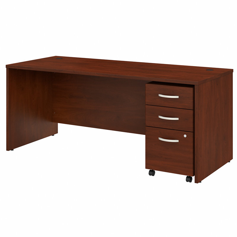 Studio C Executive Office Desk with Mobile File Cabinet, 29.84" H x 71.02" W x 29.37" D, Hansen Cherry