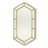 Bamboo Hexagon Mirror-Gold Leaf-Tall