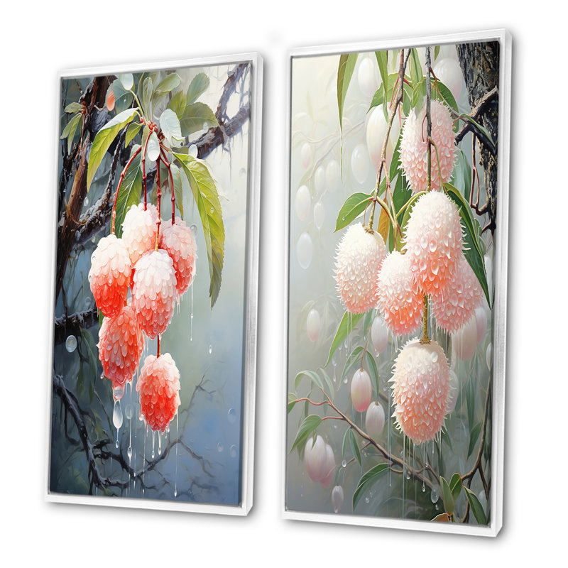 Ensemble de salon mural Lychese Luminescence - Fruits, Cadre blanc, H 40 po x l 41 po
