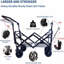 Chariots pliables avec wagons de 140 L pliables avec auvent amovible, chariot pliable avec roues pour tout-terrain avec frein, chariot pliable avec sac isotherme, pour le camping-123510012