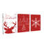 Ensemble de 3 affiches murales encadrées, décorations murales sur toile « Joyeux Noël », avec tête de renne rouge et blanche, flocon de neige et sapin de Noël. Décor moderne pour le salon, la chambre à coucher ou le bureau. Idée-cadeau de Noël festive.-970481627