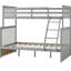 Lit superposé simple au-dessus de double en bois gris, équipé et doté de caractéristiques, construction en pin robuste, peut être divisé en deux pour plus de commodité, pas de sommier nécessaire, rampe supérieure - protection de la longueur, bas