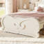 Lit plateforme simple sculpté avec tête de lit simple, structure en bois massif avec lattes, profil bas, sans sommier, enfants et adolescents. Beige-836883848-836883850