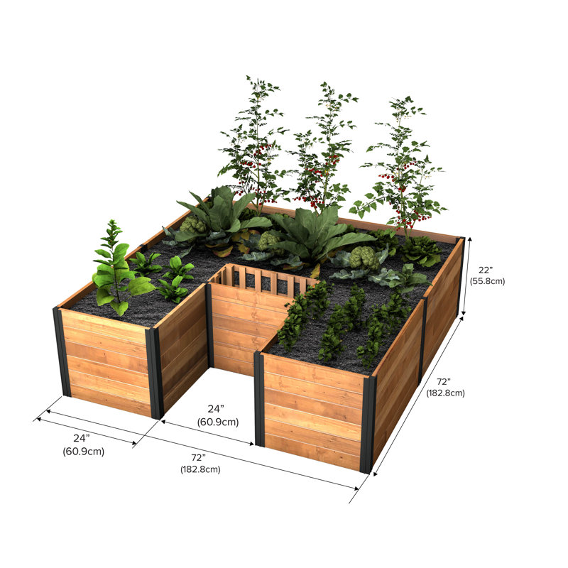 Mezza Keyhole Composting Wood Raised Garden Bed